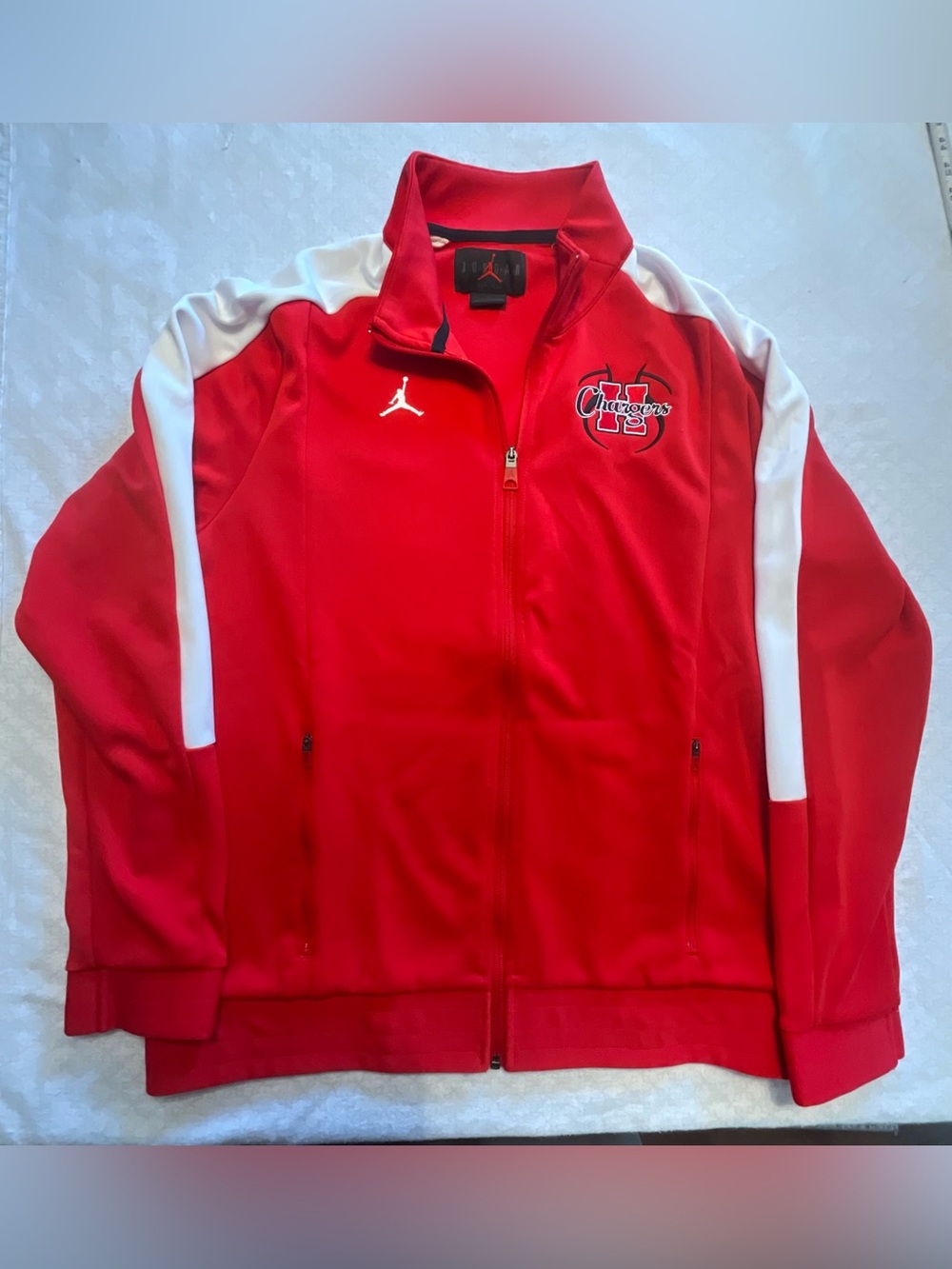 Jordan Red and White Varsity Track Jacket